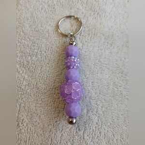 Lavender Beaded Keychain Charm